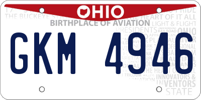 OH license plate GKM4946