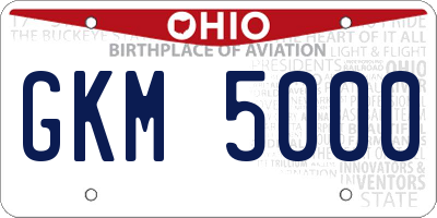 OH license plate GKM5000