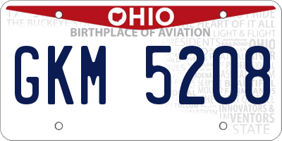 OH license plate GKM5208