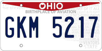 OH license plate GKM5217