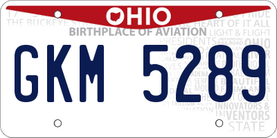 OH license plate GKM5289