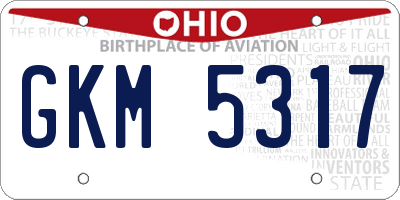 OH license plate GKM5317