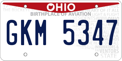 OH license plate GKM5347