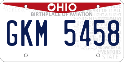 OH license plate GKM5458