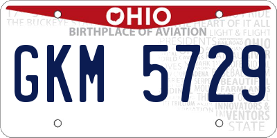 OH license plate GKM5729