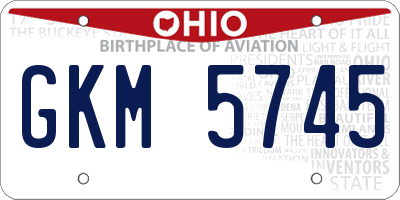 OH license plate GKM5745