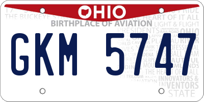 OH license plate GKM5747