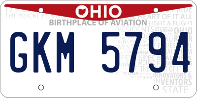 OH license plate GKM5794