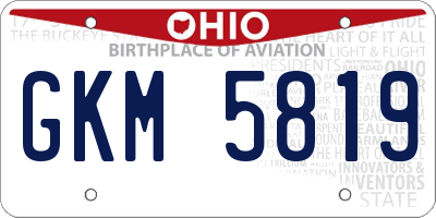 OH license plate GKM5819