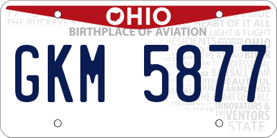 OH license plate GKM5877