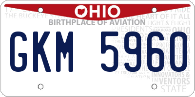 OH license plate GKM5960