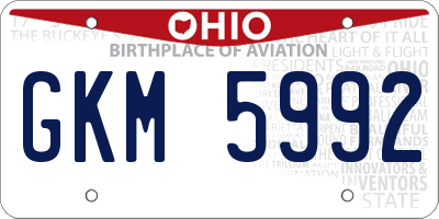 OH license plate GKM5992