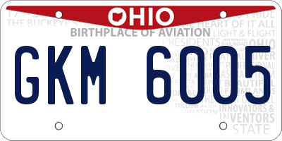 OH license plate GKM6005