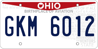 OH license plate GKM6012