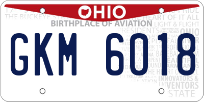 OH license plate GKM6018