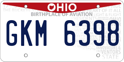 OH license plate GKM6398