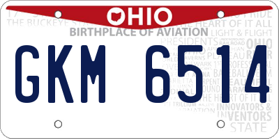 OH license plate GKM6514