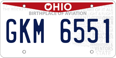 OH license plate GKM6551
