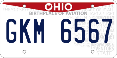 OH license plate GKM6567