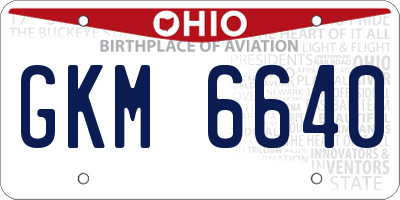 OH license plate GKM6640
