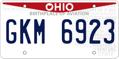 OH license plate GKM6923