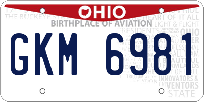 OH license plate GKM6981
