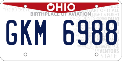 OH license plate GKM6988