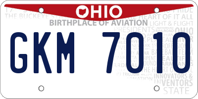 OH license plate GKM7010