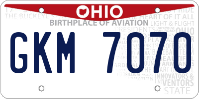 OH license plate GKM7070