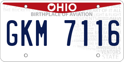 OH license plate GKM7116