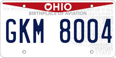 OH license plate GKM8004