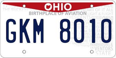OH license plate GKM8010