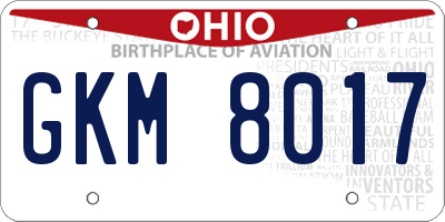 OH license plate GKM8017