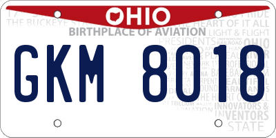 OH license plate GKM8018
