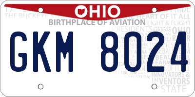 OH license plate GKM8024