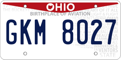 OH license plate GKM8027