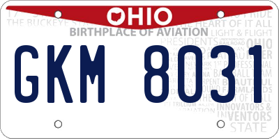 OH license plate GKM8031