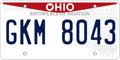 OH license plate GKM8043