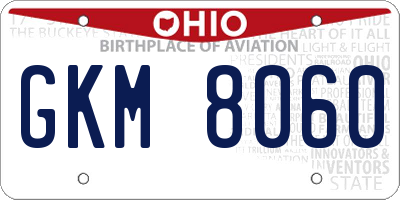 OH license plate GKM8060