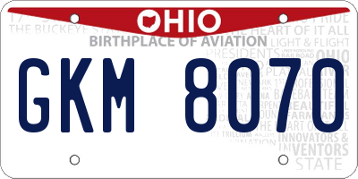 OH license plate GKM8070