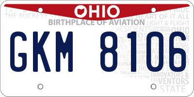 OH license plate GKM8106