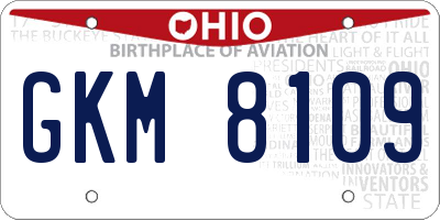 OH license plate GKM8109
