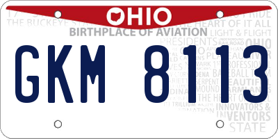 OH license plate GKM8113
