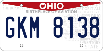 OH license plate GKM8138