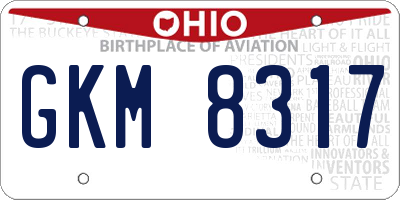 OH license plate GKM8317