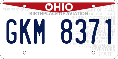 OH license plate GKM8371