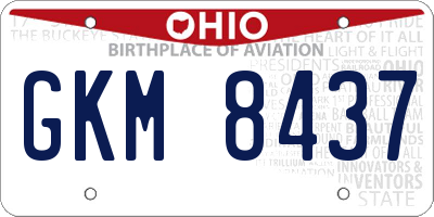 OH license plate GKM8437
