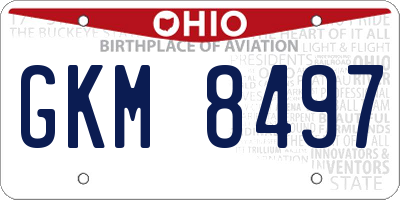 OH license plate GKM8497