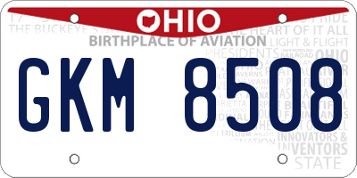 OH license plate GKM8508