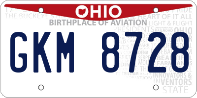 OH license plate GKM8728